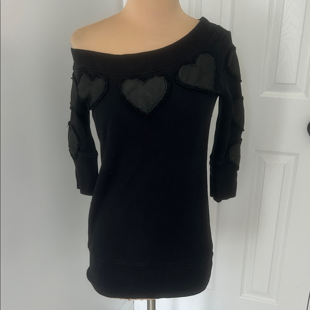 Joystick Dreamland Johnny Was Black Heart Applique Sweatshirt